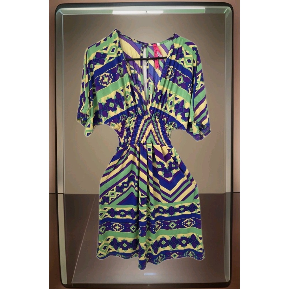 Cristina Love Mardi Gras Dress, Size Medium, Smocked Waist Boho Festival, Purple